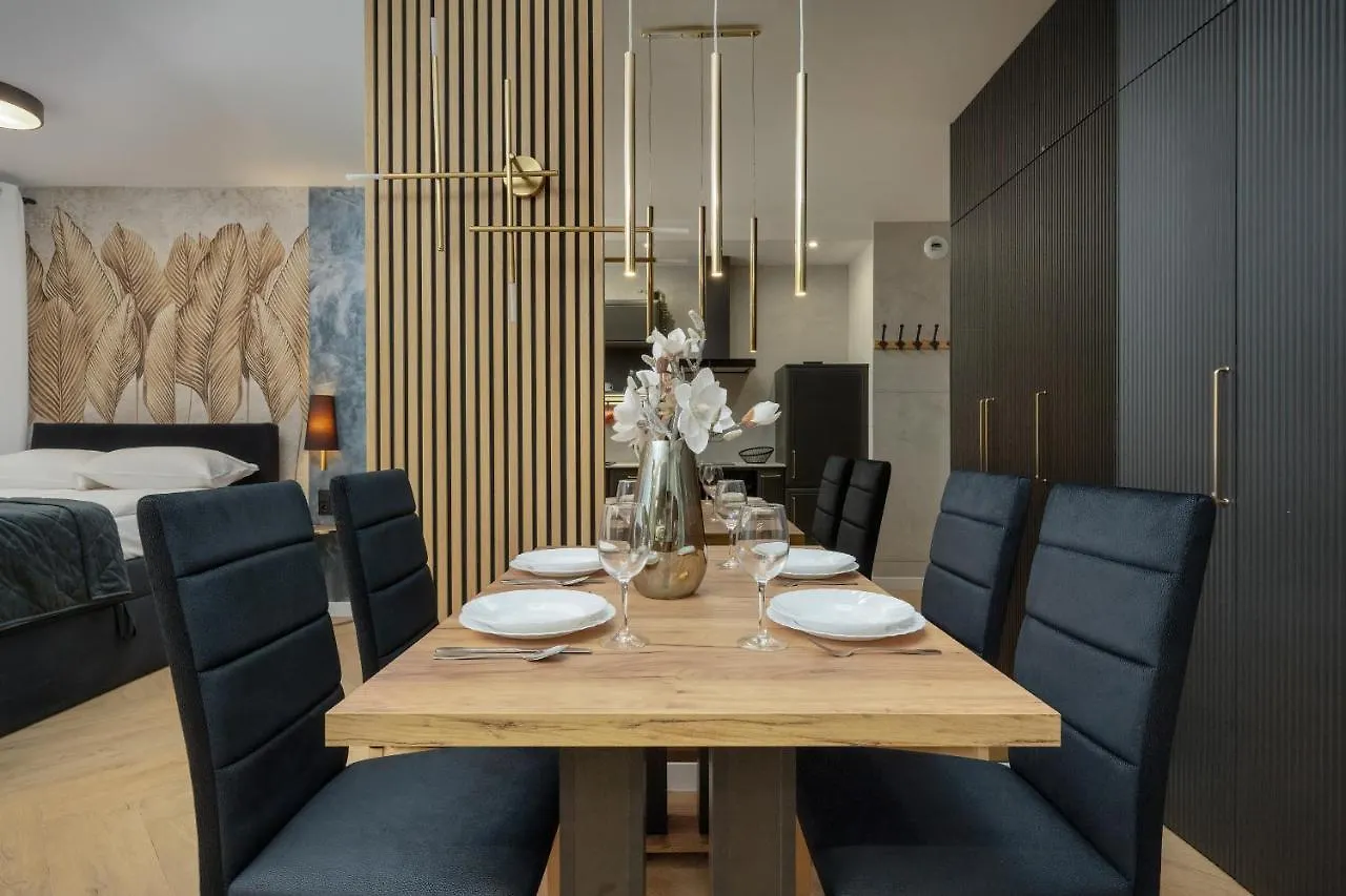 Black And Beige Apartment With Balcony And Parking In Wroclaw By Noclegi Renters Polska