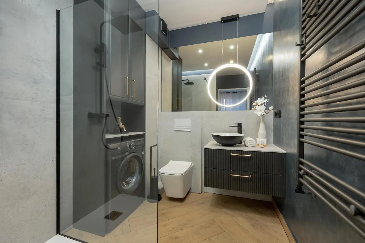 Black And Beige Apartment With Balcony And Parking In Wroclaw By Noclegi Renters